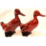 Royal Doulton Flambe two ducks, one with slight scratching to face, H: 16 cm. P&P Group 3 (£25+VAT