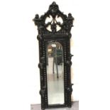 Heavy modern cast iron mirrored wall mounted hall stand in the Coalbrookdale style. Not available