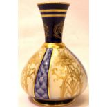 Moorcroft MacIntyre bulbous vase, flo-blue over white ground with good gilding, H: 11 cm. P&P