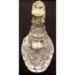 Cut glass and silver decanter, H: 29 cm. P&P Group 3 (£25+VAT for the first lot and £5+VAT for
