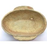 Chinese Song Dynasty ovoid dish with two lobes, L: 105 mm. P&P Group 2 (£18+VAT for the first lot