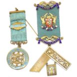 Hallmarked silver gilt and enamel presentation jewel to the PM of The Lodge of Emulation 1505 with a