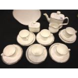 Royal Doulton tea set with teapot in the Platinum Concord pattern. Not available for in-house P&P,