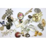 Quantity of assorted costume jewellery brooches. P&P Group 1 (£14+VAT for the first lot and £1+VAT