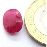 AGI certified 4.30ct oval cut ruby. P&P Group 1 (£14+VAT for the first lot and £1+VAT for subsequent