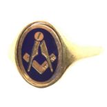 9ct gold gents Masonic ring, size V, 5.7g. P&P Group 1 (£14+VAT for the first lot and £1+VAT for