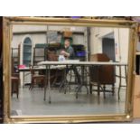 Large rectangular gilt framed mirror, overall 137 x 106cm, one with loss of gilt to frame. Not