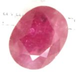 AGI certified 7.17ct oval cut ruby. P&P Group 1 (£14+VAT for the first lot and £1+VAT for subsequent