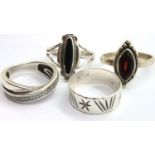 Four 925 silver assorted rings, various sizes. P&P Group 1 (£14+VAT for the first lot and £1+VAT for
