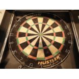 Unicorn Hustler dartboard in wall mounted case. Not available for in-house P&P, contact Paul O'Hea