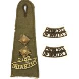 Two Prince Of Wales shoulder titles and a 2188 Infantry Lieutenant example. P&P Group 1 (£14+VAT for