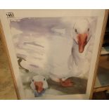 Large framed and glazed print of a goose. Not available for in-house P&P, contact Paul O'Hea at