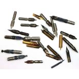 Mixed named pen nibs including a cyclist example. P&P Group 1 (£14+VAT for the first lot and £1+