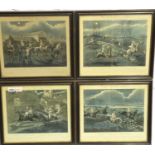 Set of four antiquarian prints, The First Steeplechase On Record, plates I-IV after the original