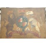 Oil on canvas depicting George IV Coat of Arms. P&P Group 2 (£18+VAT for the first lot and £3+VAT