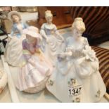 Three Suedehill porcelain ladies and one other (unmarked). Not available for in-house P&P, contact