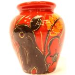 Anita Harris vase in the Rabbit pattern, signed in gold, H: 13 cm. P&P Group 1 (£14+VAT for the