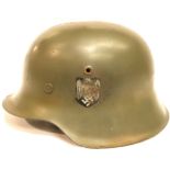 WWII German M42 Helmet with single decal. P&P Group 2 (£18+VAT for the first lot and £3+VAT for