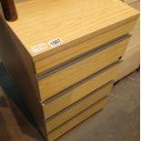 A pine effect four drawer office cupboard. Not available for in-house P&P, contact Paul O'Hea at