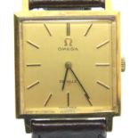 Omega; gents Deville mechanicals wristwatch, gold plated with square dial. P&P Group 1 (£14+VAT