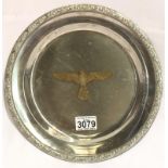 WWII German silver-plated tray, D: 29 cm. P&P Group 2 (£18+VAT for the first lot and £3+VAT for