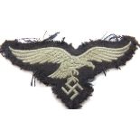 WWII Luftwaffe Enlisted Mans-Ncos Cloth Eagle. P&P Group 1 (£14+VAT for the first lot and £1+VAT for