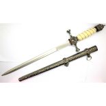 Imperial German Naval officer's 1901 pattern replica dagger with open crown pommel, wire wrapped