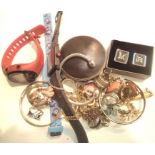 A mixed lot of costume jewellery and other items to include fashion watches, gold coloured jewellery
