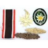 Reproduction German WWII awards, including Knights Cross of the Merit cross with crossed swords,