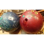 Two large Ten Pin bowling balls. Not available for in-house P&P, contact Paul O'Hea at Mailboxes