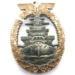1960s Reproduction WWII German High Seas Badge. P&P Group 1 (£14+VAT for the first lot and £1+VAT