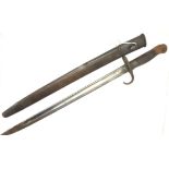 1907 Pattern Hooked Quillon Bayonet Dated 1909. Maker Sanderson. Unit marked to the 5th (