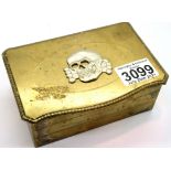WWII German Card Box with large Waffen SS Deaths Head Skull. P&P Group 1 (£14+VAT for the first