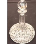 Large Harrods glass ship flat bottom decanter. P&P Group 3 (£25+VAT for the first lot and £5+VAT for