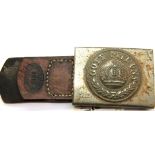 WWI Imperial German Infantry buckle with leather tab dated 1915. P&P Group 1 (£14+VAT for the