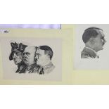 Otto(?) König (20th century), a well executed pen and ink side profile of Adolf Hitler, signed