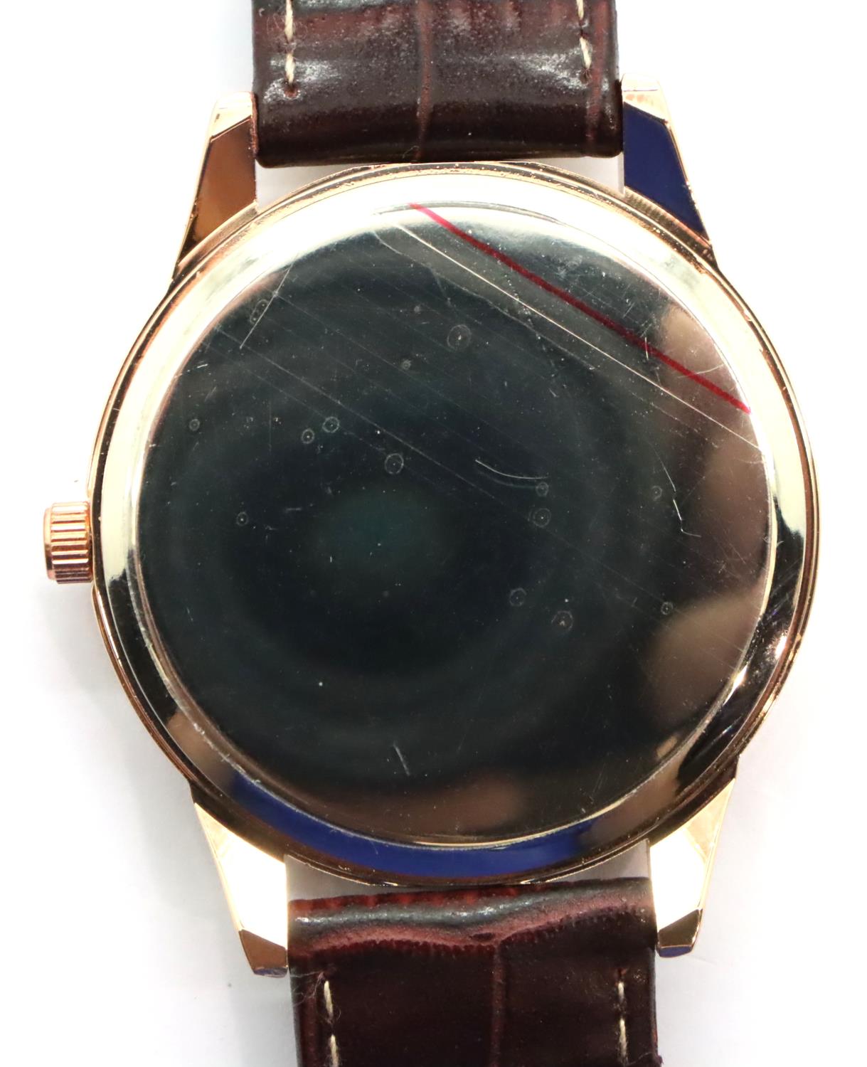 New gents wristwatch with day and date aperture (French) and Masonic emblem, working at lotting. P&P - Image 2 of 2