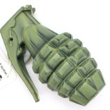 American WWII full size replica MK II pineapple hand grenade in green. P&P Group 2 (£18+VAT for