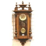 Small 19th Century walnut cased wall clock with enamelled chapter ring. Not available for in-house