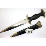 German RLB enlisted man's re-enactment dagger, with metal mounts decorated with oak leaves and