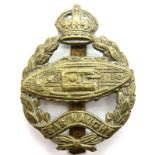 Rare 1924 Issue Royal Tank Regiment Cap Badge. (Tank facing the wrong way) This is the brass variant