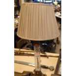 An ornate glass stemmed lamp with shade. Not available for in-house P&P, contact Paul O'Hea at