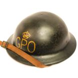 WWII Non Conductive Composite GPO Brodie Helmet. P&P Group 2 (£18+VAT for the first lot and £3+VAT