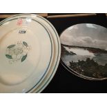 Two large oval Suzie Cooper meat plater and two Royal Doulton Cabinet plates. Not available for in-