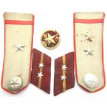 Vietnam War NVA Infantry shoulder boards, collar tabs and cap badge. P&P Group 1 (£14+VAT for the