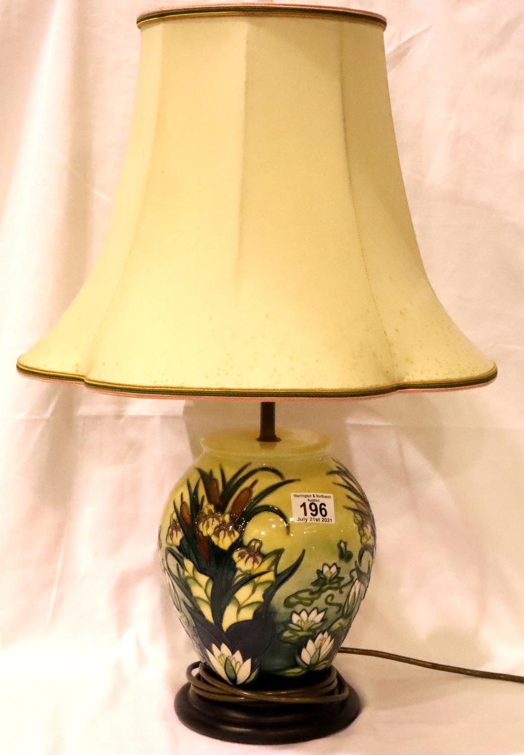 Substantial Moorcroft baluster form lamp base in the Lillies pattern, with its original supplied