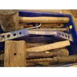 A tray containing a quantity of mixed tools including chisels, mallets etc .Not available for in-