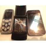 Three vintage mobile phones to include a Motorola flip phone (no chargers). P&P Group 1 (£14+VAT for