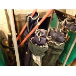 Mixed items including camping chairs, cricket bat, umbrella/coat stand etc. Not available for in-