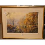 Large limited edition print Autumn Walk by Rex N Preston 28/500, 64 x 42 cm. Not available for in-